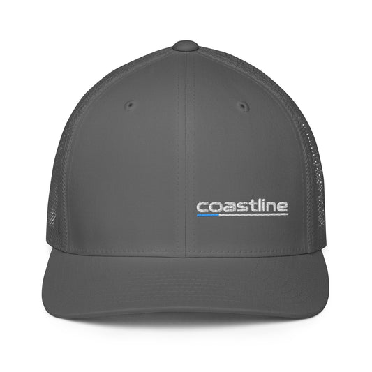 Coastline America Minimalist Trucker Hat - Premium Embroidered Closed-Back Mesh Cap - Classic Stealth Black Design